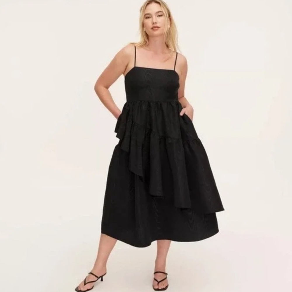 Kate Spade x Target Black Tiered Ruffle Midi Tank Dress NWT